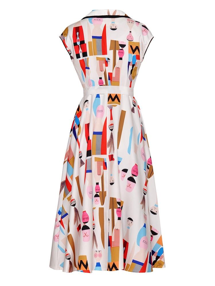 DALI printed lapel dress in colors