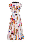 DALI printed lapel dress in colors