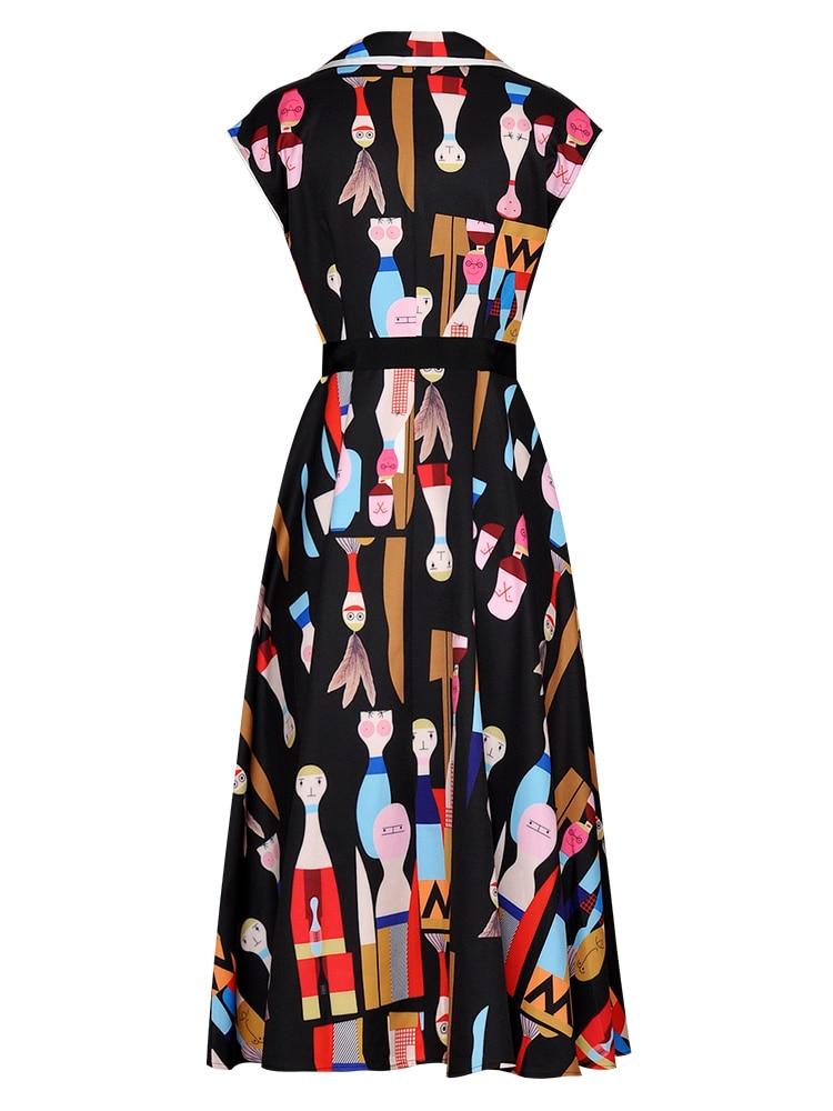 DALI printed lapel dress in colors