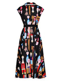 DALI printed lapel dress in colors
