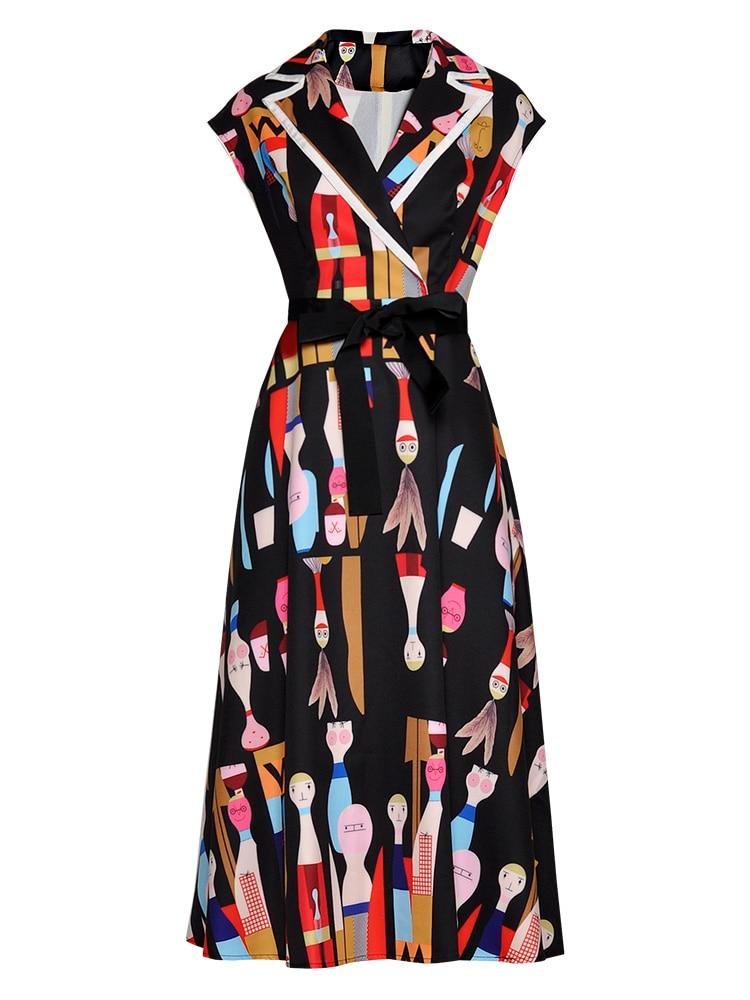 DALI printed lapel dress in colors