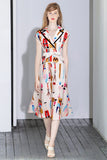 DALI printed lapel dress in colors