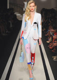 Primetime Looks-DALI SURREAL printed pants suit in white