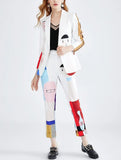 Primetime Looks-DALI SURREAL printed pants suit in white