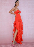 Primetime Looks-DANCING QUEEN Ruffled Jumpsuit in Orange
