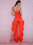 Primetime Looks-DANCING QUEEN Ruffled Jumpsuit in Orange