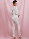 Primetime Looks-DANCING QUEEN silver sequinned jumpsuit