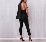 Primetime Looks-Deep V-neck jumpsuit with batwing sleeve