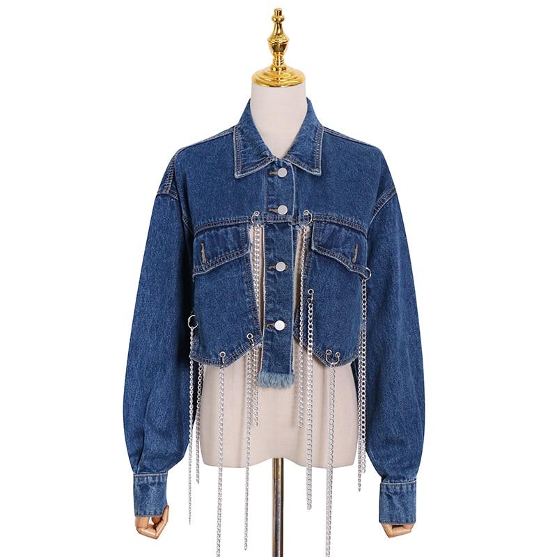 Denim Jacket with chain tassels in colors
