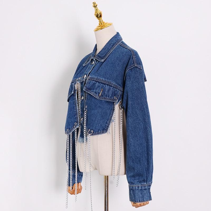 Denim Jacket with chain tassels in colors