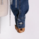 Denim Jacket with chain tassels in colors