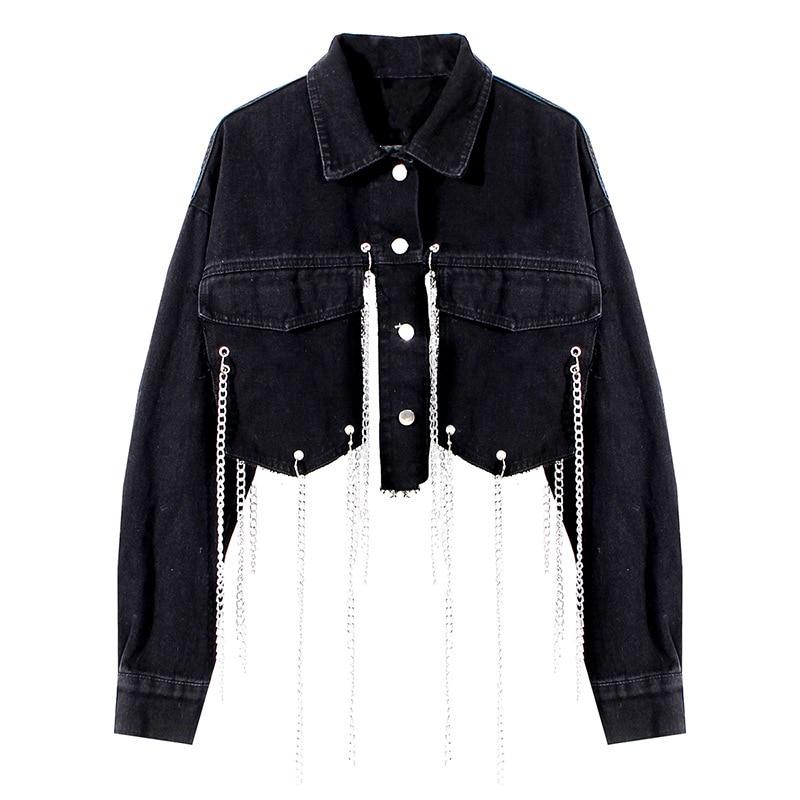 Denim Jacket with chain tassels in colors