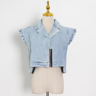 Denim Jacket with detachable mesh sleeves