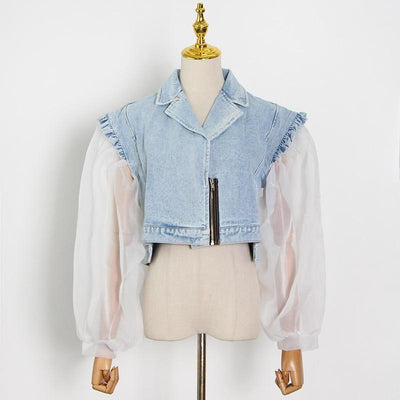 Denim Jacket with detachable mesh sleeves