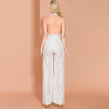 Primetime Looks-DISCO QUEEN pearly white sequinned jumpsuit