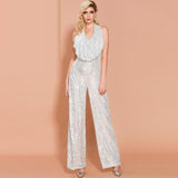 Primetime Looks-DISCO QUEEN pearly white sequinned jumpsuit
