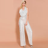 Primetime Looks-DISCO QUEEN pearly white sequinned jumpsuit