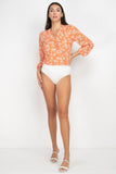 Ditsy Floral Wrap Bodysuit in Orange