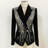 Double-breasted beaded evening blazer