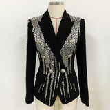 Double-breasted beaded evening blazer