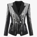 Double-breasted beaded evening blazer