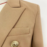 Primetime Looks-Double-breasted blazer in dark beige