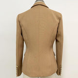 Primetime Looks-Double-breasted blazer in dark beige