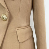 Primetime Looks-Double-breasted blazer in dark beige