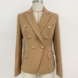 Primetime Looks-Double-breasted blazer in dark beige