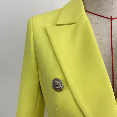 Primetime Looks-Double-breasted blazer in lime green
