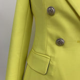 Primetime Looks-Double-breasted blazer in lime green