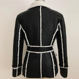 Primetime Looks-Double-breasted blazer with faux fur lining
