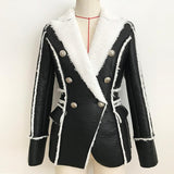 Primetime Looks-Double-breasted blazer with faux fur lining