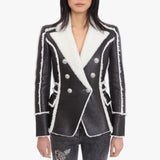 Primetime Looks-Double-breasted blazer with faux fur lining
