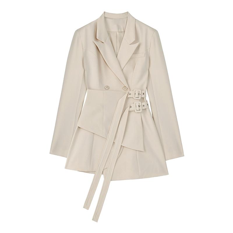 Double-breasted Buckled Blazer in Colors