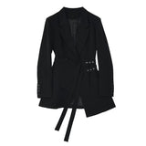 Double-breasted Buckled Blazer in Colors