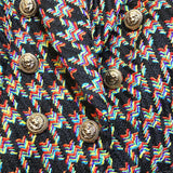 Primetime Looks-Double-breasted buttoned plaid blazer