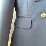 Primetime Looks-Double-breasted cotton-blend blazer in dark blue