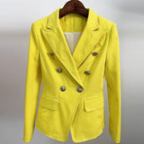 Primetime Looks-Double-breasted denim blazer in lime