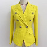 Primetime Looks-Double-breasted denim blazer in lime