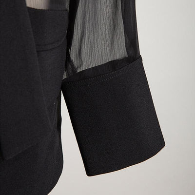 Primetime Looks-Double-breasted mesh cardigan