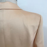 Primetime Looks-Double-breasted satin creme blazer