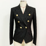 Double-breasted Stitches Faux Leather Blazer