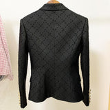 Double-breasted Stitches Faux Leather Blazer