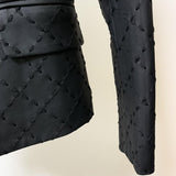 Double-breasted Stitches Faux Leather Blazer