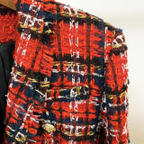 Double-breasted Tartan Plaid Tweed Blazer