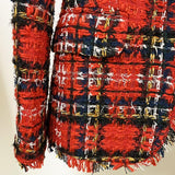 Double-breasted Tartan Plaid Tweed Blazer