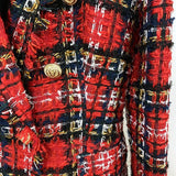 Double-breasted Tartan Plaid Tweed Blazer