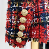 Double-breasted Tartan Plaid Tweed Blazer
