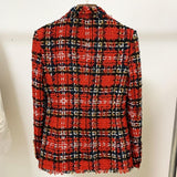 Double-breasted Tartan Plaid Tweed Blazer